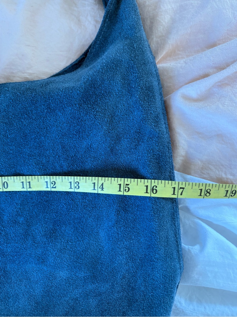 Large Suede Leather Seafoam Blue Slouch Hobo Bag Lagenlook Hippie Boho Academia - Picture 7 of 9
